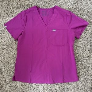 Figs Bright Fuchsia Catarina One-pocket Scrub Top